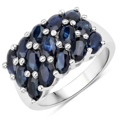 3.30 Carat Genuine Blue Sapphire .925 Sterling Silver Ring - 0