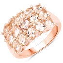 14K Rose Gold Plated 3.30 Carat Genuine Morganite .925 Sterling Silver Ring-5