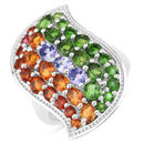 4.18 Carat Genuine Multi Stones .925 Sterling Silver Ring-5