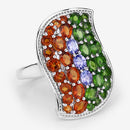 4.18 Carat Genuine Multi Stones .925 Sterling Silver Ring-9