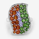 4.18 Carat Genuine Multi Stones .925 Sterling Silver Ring-12