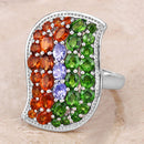 4.18 Carat Genuine Multi Stones .925 Sterling Silver Ring-13