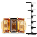 14K Yellow Gold Plated 8.14 Carat Genuine Smoky Quartz, Citrine and Champagne Quartz .925 Sterling Silver Ring-7