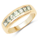 14K Yellow Gold Plated 1.26 Carat Genuine Green Sapphire .925 Sterling Silver Ring-4