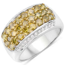 1.91 Carat Genuine Yellow Diamond and White Diamond .925 Sterling Silver Ring-4
