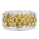 1.91 Carat Genuine Yellow Diamond and White Diamond .925 Sterling Silver Ring-6