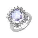 5.55 Carat Genuine Pink Amethyst and White Topaz .925 Sterling Silver Ring-3