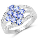 1.59 Carat Genuine Tanzanite and White Topaz .925 Sterling Silver Ring-4