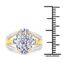 14K Yellow Gold Plated 1.59 Carat Genuine Tanzanite and White Topaz .925 Sterling Silver Ring-8