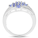 1.59 Carat Genuine Tanzanite and White Topaz .925 Sterling Silver Ring-5