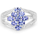 1.59 Carat Genuine Tanzanite and White Topaz .925 Sterling Silver Ring-6