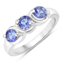 1.05 Carat Genuine Tanzanite .925 Sterling Silver Ring-4