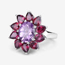 5.65 Carat Genuine Amethyst and Rhodolite .925 Sterling Silver Ring-10