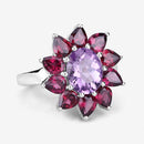 5.65 Carat Genuine Amethyst and Rhodolite .925 Sterling Silver Ring-11