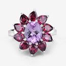 5.65 Carat Genuine Amethyst and Rhodolite .925 Sterling Silver Ring-14