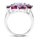 5.65 Carat Genuine Amethyst and Rhodolite .925 Sterling Silver Ring-6