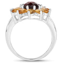 5.50 Carat Genuine Garnet and Citrine .925 Sterling Silver Ring-6