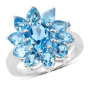 6.35 Carat Genuine Swiss Blue Topaz .925 Sterling Silver Ring-4