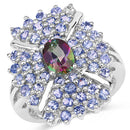 2.86 Carat Genuine Mystic Topaz and Tanzanite .925 Sterling Silver Ring-5