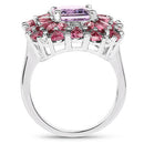 7.59 Carat Genuine Pink Amethyst, Rhodolite and White Topaz .925 Sterling Silver Ring-5