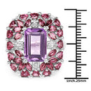 7.59 Carat Genuine Pink Amethyst, Rhodolite and White Topaz .925 Sterling Silver Ring-6