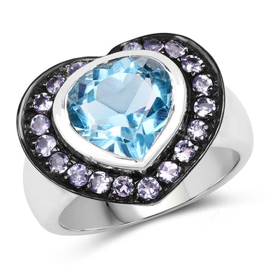 4.17 Carat Genuine Blue Topaz & Tanzanite .925 Sterling Silver Ring - 0