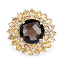 8.56 Carat Genuine Smoky Quartz & Citrine .925 Sterling Silver Ring-6