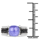 3.20 Carat Genuine Tanzanite and Black Spinel .925 Sterling Silver Ring-6