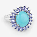 6.10 Carat Genuine Larimar and Tanzanite .925 Sterling Silver Ring-9