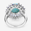 6.10 Carat Genuine Larimar and Tanzanite .925 Sterling Silver Ring-10