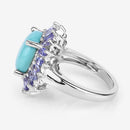 6.10 Carat Genuine Larimar and Tanzanite .925 Sterling Silver Ring-11