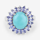 6.10 Carat Genuine Larimar and Tanzanite .925 Sterling Silver Ring-12