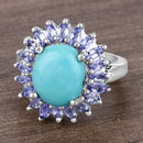 6.10 Carat Genuine Larimar and Tanzanite .925 Sterling Silver Ring-13