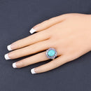 6.10 Carat Genuine Larimar and Tanzanite .925 Sterling Silver Ring-14