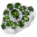 2.77 Carat Genuine Chrome Diopside and White Zircon .925 Sterling Silver Ring-4