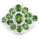 2.77 Carat Genuine Chrome Diopside and White Zircon .925 Sterling Silver Ring-6