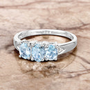 0.95 Carat Genuine Aquamarine and White Diamond .925 Sterling Silver Ring-8
