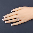 0.95 Carat Genuine Aquamarine and White Diamond .925 Sterling Silver Ring-9