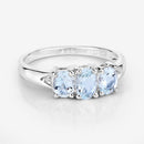 0.95 Carat Genuine Aquamarine and White Diamond .925 Sterling Silver Ring-11