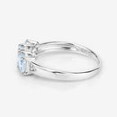 0.95 Carat Genuine Aquamarine and White Diamond .925 Sterling Silver Ring-12