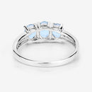 0.95 Carat Genuine Aquamarine and White Diamond .925 Sterling Silver Ring-13