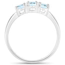 0.95 Carat Genuine Aquamarine and White Diamond .925 Sterling Silver Ring-6
