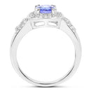 1.42 Carat Genuine Tanzanite & White Topaz .925 Sterling Silver Ring-5