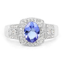 1.42 Carat Genuine Tanzanite & White Topaz .925 Sterling Silver Ring-6