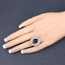 10.64 Carat Dyed Sapphire and White Topaz .925 Sterling Silver Ring-10