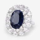 10.64 Carat Dyed Sapphire and White Topaz .925 Sterling Silver Ring-11