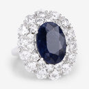 10.64 Carat Dyed Sapphire and White Topaz .925 Sterling Silver Ring-12