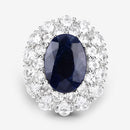 10.64 Carat Dyed Sapphire and White Topaz .925 Sterling Silver Ring-15