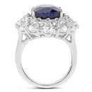 10.64 Carat Dyed Sapphire and White Topaz .925 Sterling Silver Ring-7