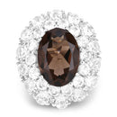 9.29 Carat Genuine Smoky Quartz and White Topaz .925 Sterling Silver Ring-3